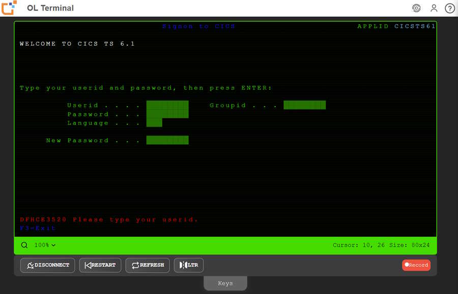 OpenLegacy Terminal - Mainframe Terminal Emulator and Screen Scraper
